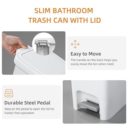 MOPALL Trash Can with Lid, Kitchen Step Trash Can, Garbage Can with Press Top Lid & Foot Pedal, Trash Bin Garbage Bin Waste Bin Waste Basket for Bathroom|Kitchen|Bedroom|Living Room|Office, 5.7 Gallon