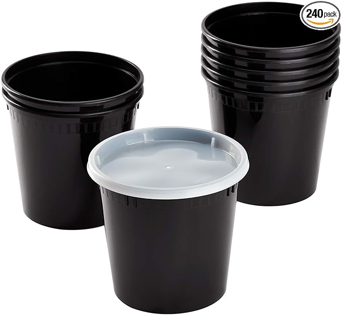 Karat [24oz - 240 ct Black PP Injection Molded Round Deli Containers with Lids (FP-IMDC24-PPB)
