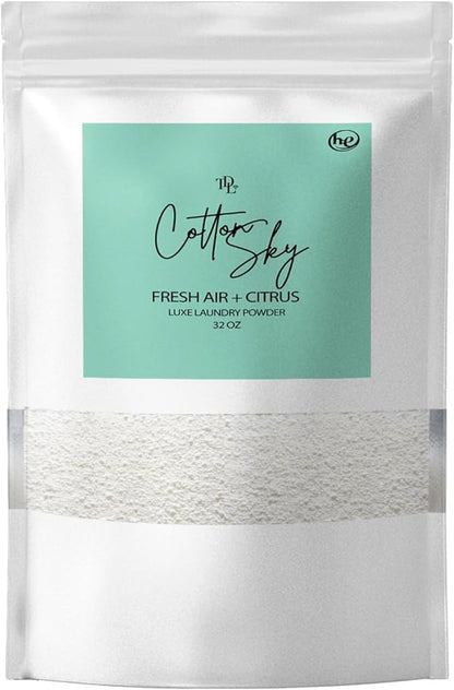 Home 'COTTON SKY',Concentrated, Natural Laundry Detergent Powder - Fresh Air, Apple, & Kiwi| High Efficiency/Standard Machine Washing |Nontoxic | Stain/Odor Removal (32 oz / 64 Loads)