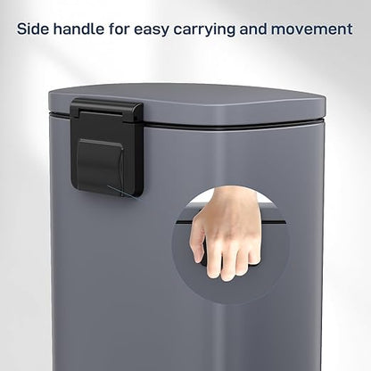 Arlopu 8 Gallon Step Trash Can, Stainless Steel Garbage Bin, Soft-Close Rubbish Bin with Removable Plastic Inner Bucket, Fingerprint-Proof, Lid Dustbin, Suit for Kitchen Home (Grey, 30L)