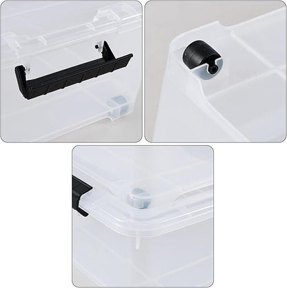 20 Quart Stackable Plastic Under Bed Bins with Lid, Set of 4 Clear Latch Storage Container with Wheels