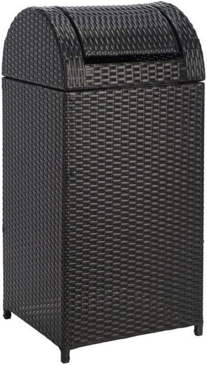 Safavieh Outdoor Collection Serapis Black Wicker Trash Bin