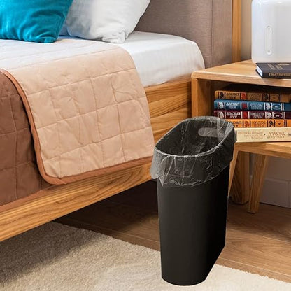 Small Trash Can Plastic Bathroom Wastebasket 3.2 Gallon Slim Garbage Container Bin with Handle for Home Kitchen Bathroom Bedroom Office, 2 Pack (Brown)