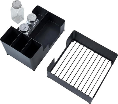 MyGift Modern Brass Tone Metal Tabletop Commercial Folded Paper Towel Holder Dispenser Tray (Matte black set)