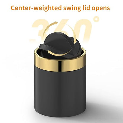 Mini Trash Can with Lid, Desktop Small Trash Can Recycling Bin Cute Metal Garbage Can for Tabletop Countertop Use,Stainless Steel 0.4Gal/1.5L Waste Bin for Office Parlor Car Bedroom,Swing Lid Open