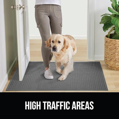 GORILLA GRIP Front Door Mat, 72x24, Indoor Outdoor Ultra Absorbent HydroAbsorb Doormat, Absorbs Up to 2.75 Cups of Water, Stain and Fade Resistant, Rubber Backing Doormats, Captures Dirt, Gray