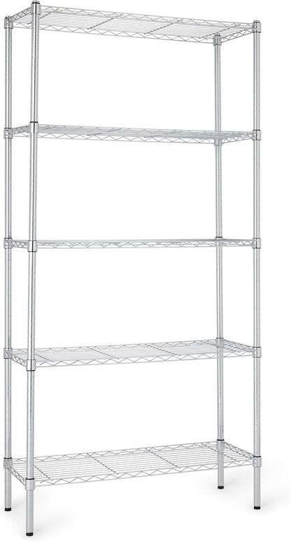 Amazon Basics 5-Shelf Adjustable Heavy Duty Steel Wire Rack Storage Shelving Organizer for Kitchen, Garage, 36" L x 14" W x 72" H, Chrome