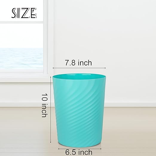 UUJOLY Plastic Small Trash Can Wastebasket, Garbage Container Basket for Bathrooms, Laundry Room, Kitchens, Offices, Kids Rooms, Dorms, (Light Blue, 1.8 Gallon)