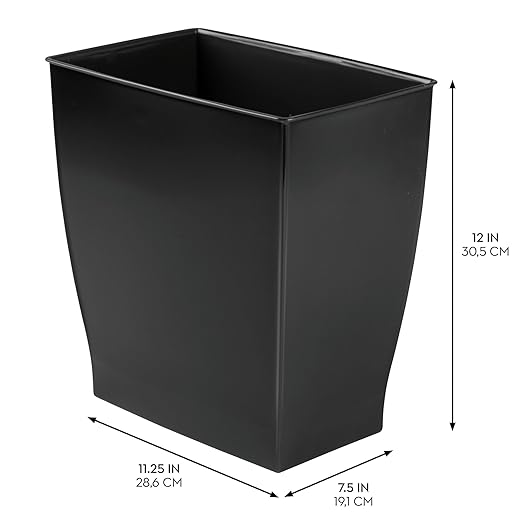 iDesign Small Rectangular Bathroom Trash Cans - Set of 2 - Black