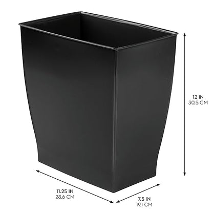 iDesign Small Rectangular Bathroom Trash Cans - Set of 2 - Black