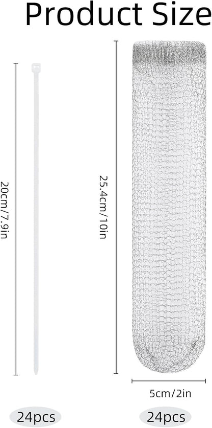 24PCS Lint Traps for Washing Machine, Stainless Steel Mesh Snare Trap Washer Hose Lint Catcher Laundry Mesh Washer Hose Filter with 24 PCS Cable Ties