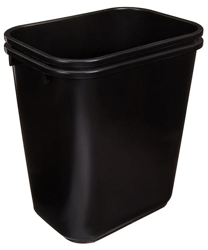 Amazon Basics Trash Can, Rectangular Commercial Office Wastebasket, 7 Gallon (Pack of 2), Black (Previously AmazonCommercial Brand)