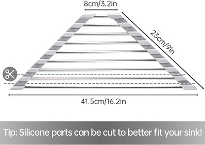 Tomorotec Triangle Roll-Up Dish Drying Rack for Sink Corner Small Foldable Stainless Steel Over The Sink Multipurpose Kitchen Drainer Caddy Organizer Storage Space Saver Shelf Holder (Gray)