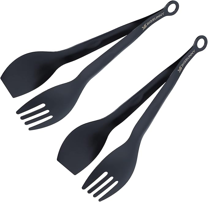 MSY BIGSUNNY Appetizer Tongs - Stainless Steel Kitchen Locking Food Tongs, Buffet Serving Tongs Set of 2(Black, 9 inch)