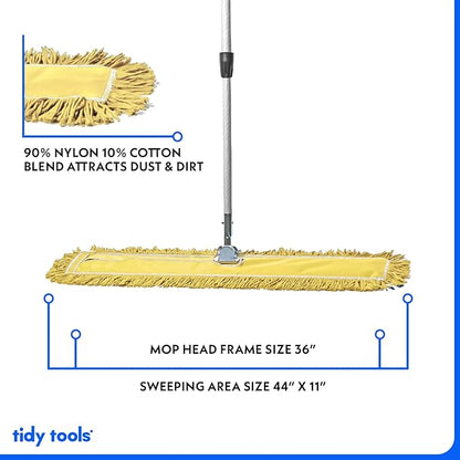 36 Inch Yellow Commercial Dust Mop & Floor Sweeper with Extendable Handle – Mop for Hardwood, Tile, and Concrete Floor Cleaning