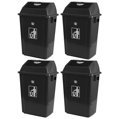 4-Pack 13 Gallon Plastic Swing Top Kitchen Trash Can, Garbage Bin with Lid