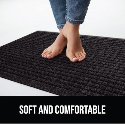 GORILLA GRIP Front Door Mat, 47x35, Indoor Outdoor Ultra Absorbent HydroAbsorb Doormat, Absorbs Up to 6 Cups of Water, Stain and Fade Resistant, Rubber Backing Doormats, Captures Dirt, Black