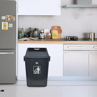 4-Pack 13 Gallon Plastic Trash Cans with Lids, Large Grey Garbage Waste Bin