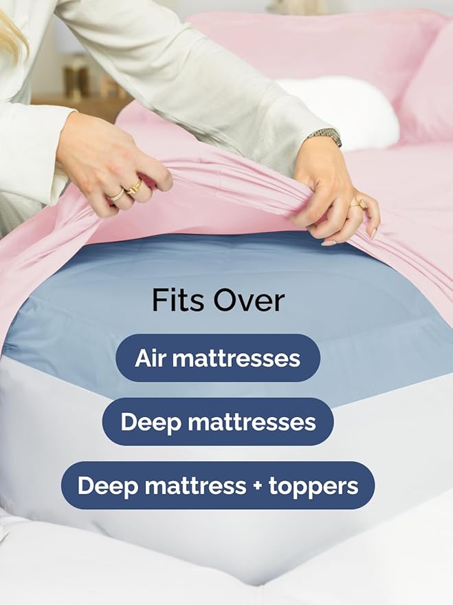 Extra Deep Pocket Cal King Sheets - 4 Piece Breathable & Cooling Bed Sheets - Hotel Luxury Bed Sheet Set - Soft, Wrinkle Free & Comfy - Easily Fits Extra Deep Mattresses - Lavender Pink Sheets Set