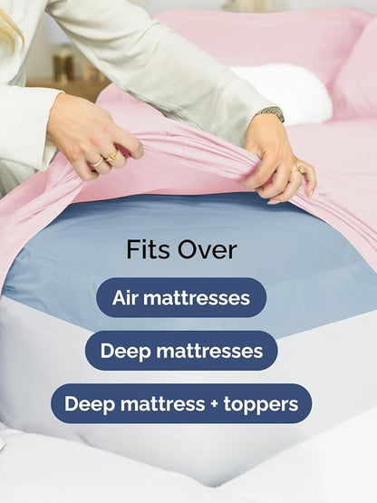 Extra Deep Pocket Cal King Sheets - 4 Piece Breathable & Cooling Bed Sheets - Hotel Luxury Bed Sheet Set - Soft, Wrinkle Free & Comfy - Easily Fits Extra Deep Mattresses - Lavender Pink Sheets Set