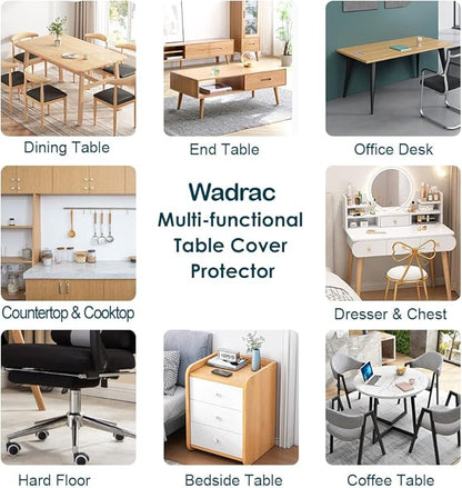 Wadrac Clear Table Protector Plastic Table Cloths PVC Night Stand Table Cover Mat Office Desk Mat Shelf Surface Protection Crystal Children Painting Cover Pad Transprent Rectangular 23.6x31.5 inch