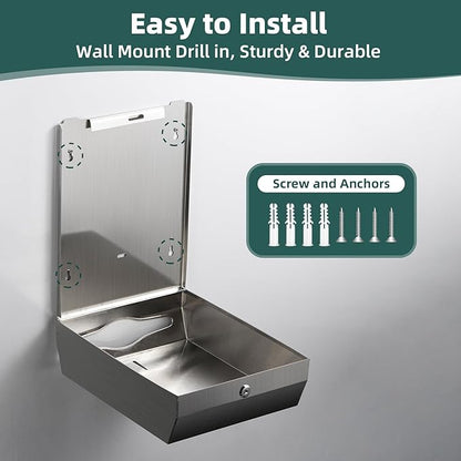 Paper Towel Dispenser Wall Mount, Large Commercial C/Z Tri Fold Multifold Hand Towels Dispenser, Brushed Stainless Steel Paper Towel Holder with Lock for Bathroom, Restroom and Public Places