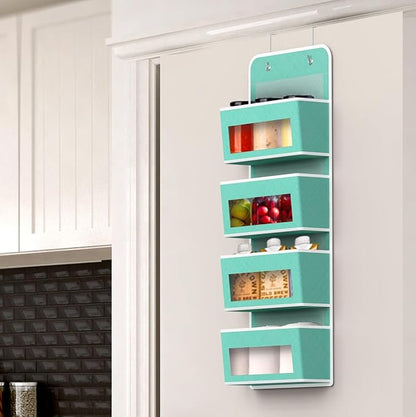 Simple Houseware 4 Clear Window Pocket Over Closet Door Storage Hanging Organizer for Bedroom, Bathroom, Pantry, Turquoise