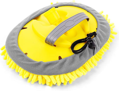 Dual-Use Car Wash Mop – 10" x 8" Chenille Washing Kit with Adjustable Handle Grip Fits for Telescopic Extension Pole, Scratch-Free Cleaning for Cars, Windows, RVs, and Solar Panels (Pole NOT Included)