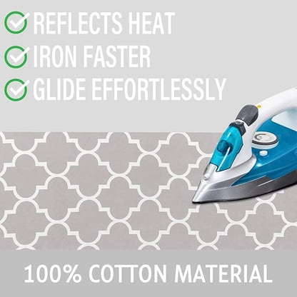 Ironing Board Cover and Pad 15x54 Inch Standard Ironing Board Cover with Elastic Edge and Hook and Loop Fasteners Scorch and Stain Resistant Cotton Ironing Covers with Thick Padding