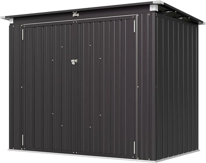 Aoxun 80 CU.FT Outdoor Storage Shed Metal Trash Can Storage with Chain Lid Waterproof Outdoor Garbage Can Organizer, Ideal for 2 Trash Bins, Toys, Garden Tools (Black)