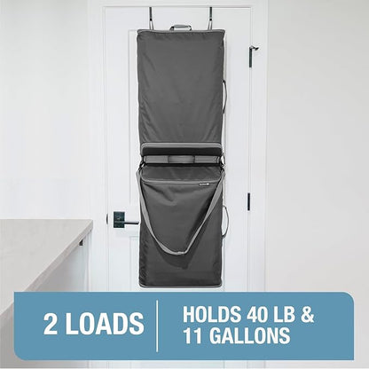 CleverMade Convertible Laundry Hamper Bag - Shadow Gray Stone holds 43L / 40 lbs 2 Compartments - Storage with Handles for Home Organization