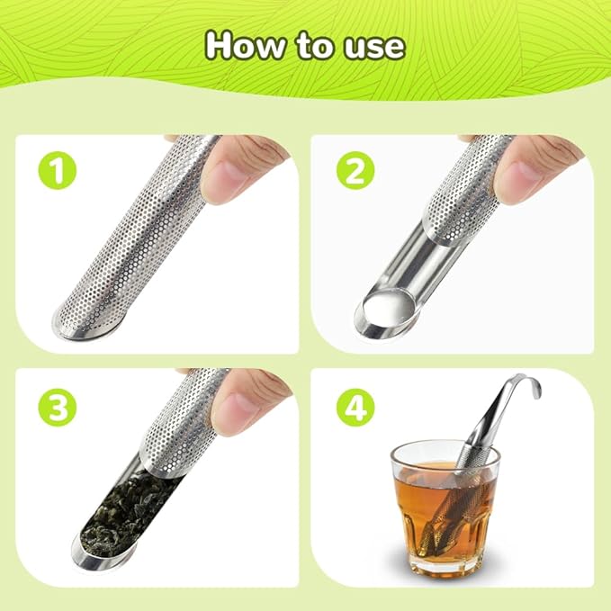 304 Stainless Steel Tea Diffuser, 2025 New Loose Leaf Tea Infuser, Portable Teas Infuser for Office and Home, Spices, Seasonings, Coffee Steeper for Coffee Lovers, Teas Holder Loose Leaf for Gift (2)