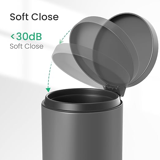 Cesun 1.2 Gallons Small Gray Trash Can, Bathroom Garbage Can with Lid and Foot Pedal, Mini Round Wastebasket for Bathroom, Bedroom, Office, 4.5 Liters / 1.2 Gallons, Gray