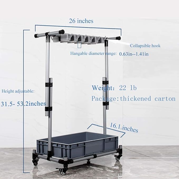 Broom And Mop Holder Put Wet Movable Floor-Mounted Mop Rack Floor Standing Cleaning Tool Cart Storage For Garden Garage Schools, Hospitals, Factories, Hotels,Property Companies