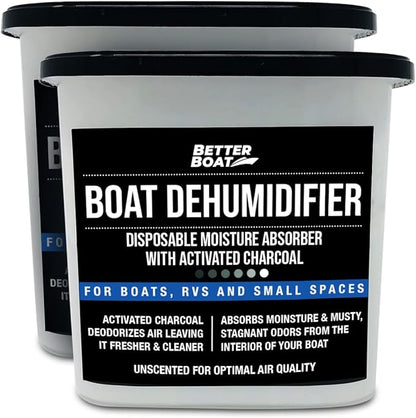 Moisture Absorber and Boat Dehumidifier, Charcoal Odor Remover for Damp Smell and Humidity, Unscented and Fragrance-Free, 2 Pack, Ideal for Basement, Closet, Home, RV, or Boating, No Refill Needed