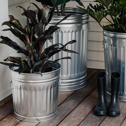 31 Gallon Metal Trash Can with Lid, Durable Silver Garbage Can-Easy to Clean,Suitable for Outdoor, Kitchen, Office