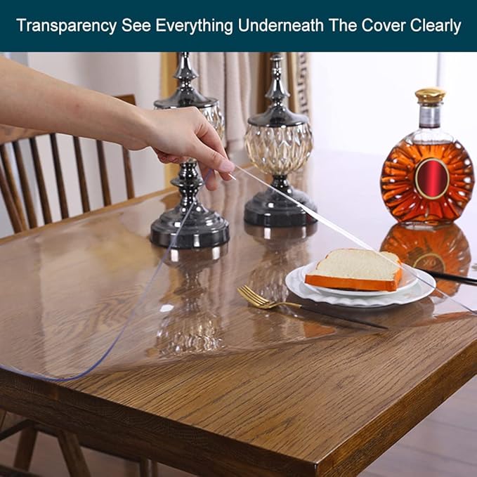 Wadrac Multisize Small PVC Clear Desk Cover Top Protector-12x22 inch Water Resistant Anti Scratch Plastic Cloths Rectangular Vinyl Non-Slip Desk Pad for Bedside Table/Ofiice Writing Night Stand Desk