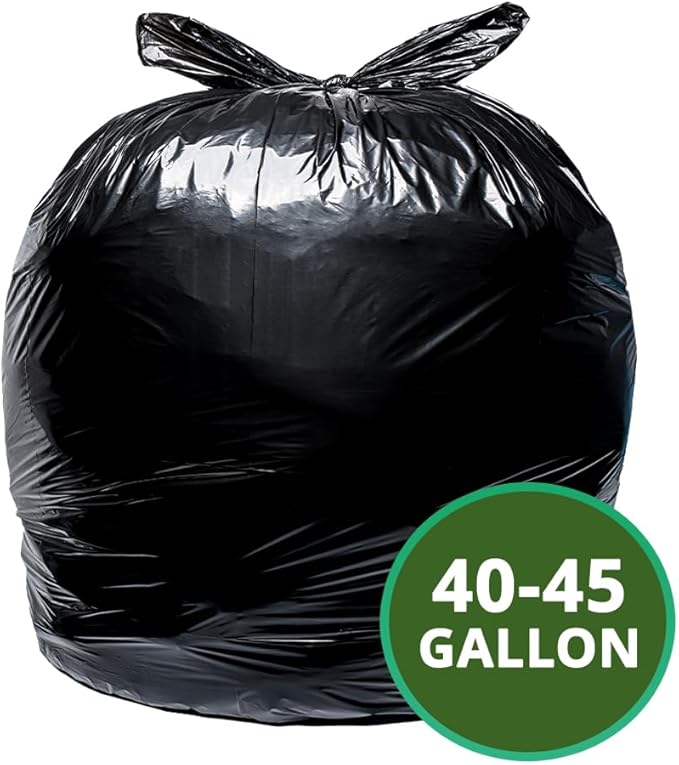 TYPLASTICS 40-45 Gallon Trash Bags Can LIners Heavy Duty 40x46" 1.5 Mil, Black 100 Count