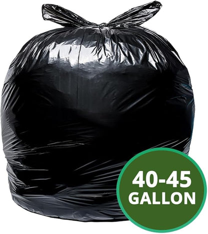 TYPLASTICS 40-45 Gallon Trash Bags Can LIners Heavy Duty 40x46" 1.5 Mil, Black 100 Count