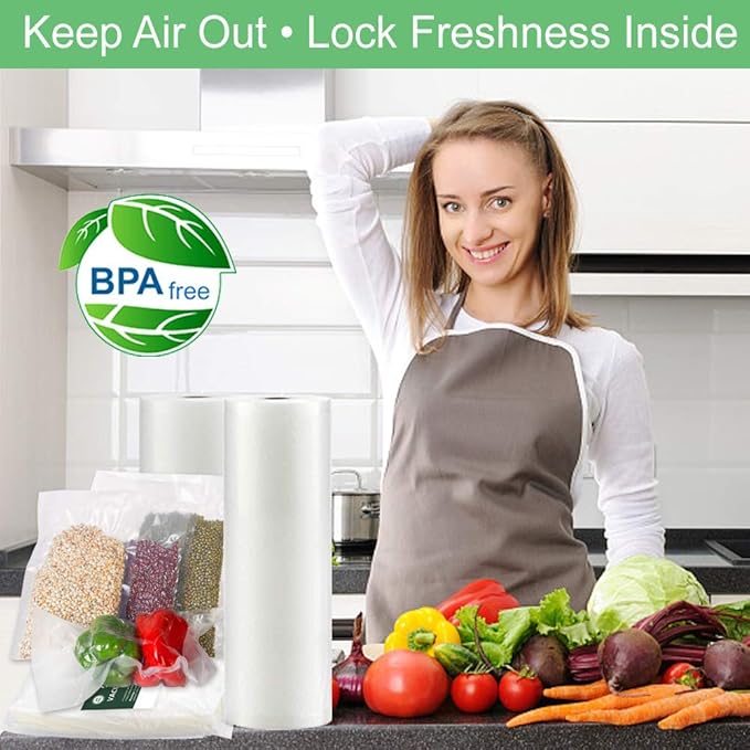 O2frepak (Total 150Feet) 11” x 150’ Roll Vacuum Sealer Bags Rolls with BPA Free,Heavy Duty Vacuum Food Sealer Storage Bags Rolls,Cut to Size Roll,Great for Sous Vide