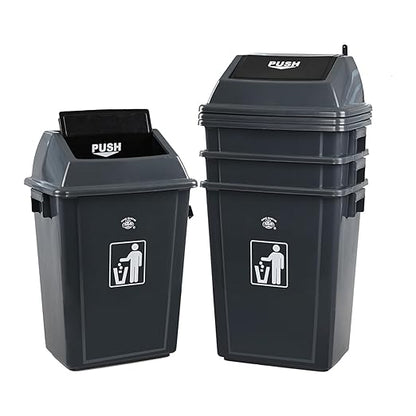 4 Packs 13 Gallon Commercial Heavy-Duty Trash/Garbage Can, Swing Lid Waste Container for Home/Garage/Kitchen/Outdoor/Driveway