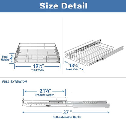 Pull Out Cabinet Organizer 19½" W x 21½" D, Heavy Duty Cabinet Pull Out Shelves, Slide Out Drawers Organization for Kitchen Cabinets Bathroom