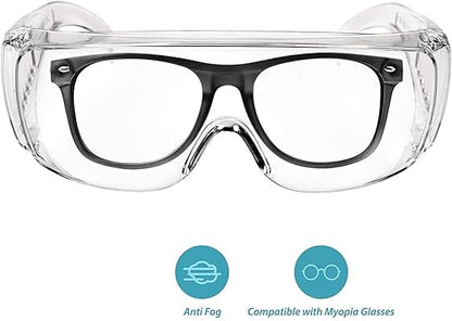 Safety Anti Fog Goggles 3-Pack - Over Eyeglasses, Dust/Chemical Splash Proof | ANSI Z87.1 Certified Wrap-Around Eye Protection for Lab, Construction, Nurses | Scratch Resistant, Unisex Fit