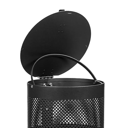 ZERO WASTE USA - Round Outdoor 10 Gallon Capacity Waste Can - 100% Rust-Free, Powder-Coated, Commercial Grade Aluminum to Withstand Weather. 10-Year Warranty (Matte Black)