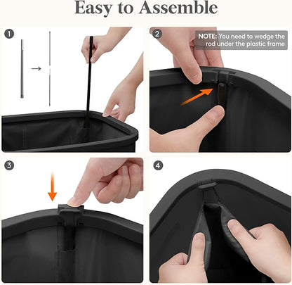 Lifewit 65L Slim Laundry Basket with Lid, Narrow Large Laundry Hamper with Plastic Handles and Removable Bag, Tall Foldable Dirty Clothes Hampers for Laundry Room, Bedroom, Bathroom, Dorm, Black