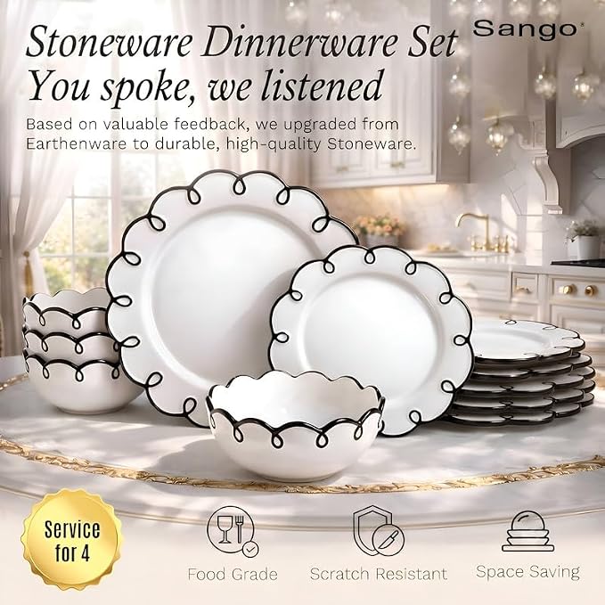 Sango 12-Piece Stoneware Dinnerware Set