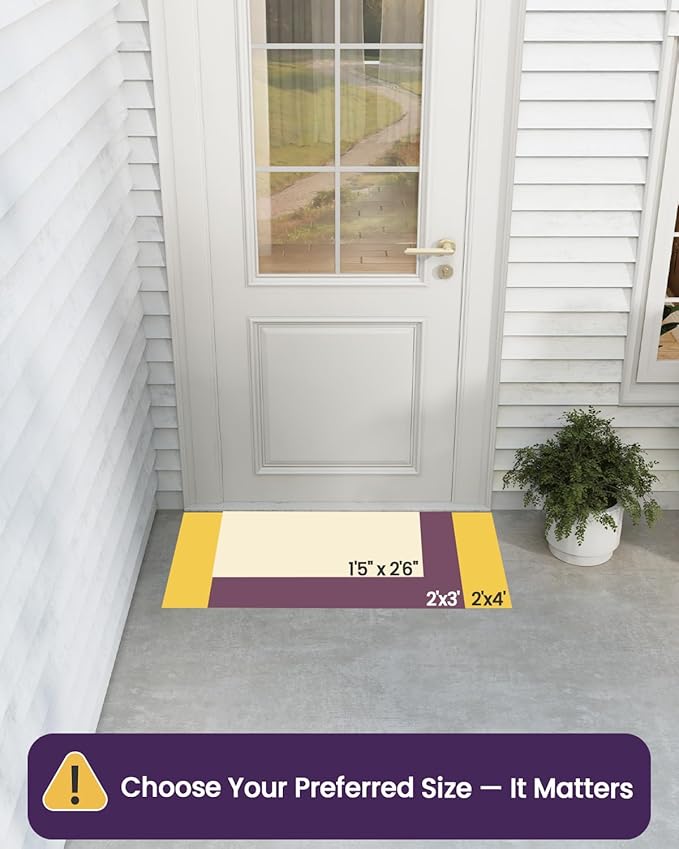 DEXI Front Door Mat Outside Entrance, Heavy Duty Non Slip Low Profile Doormat for Entryway, Trap Dirt and Moisture Welcome Mats, Easy Clean, Patio, Garage, 17x29, Brown