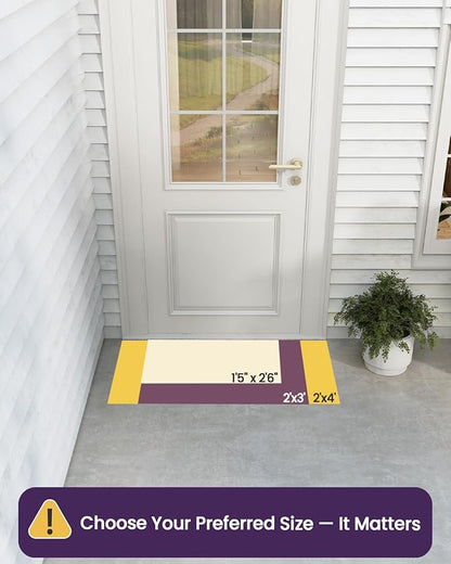 DEXI Front Door Mat Outside Entrance, Heavy Duty Non Slip Low Profile Doormat for Entryway, Trap Dirt and Moisture Welcome Mats, Easy Clean, Patio, Garage, 3x2, Grey