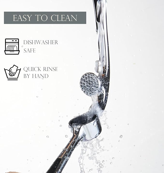 Premium Garlic Press, Professional Garlic Mincer, Easy to Squeeze and Clean, Rust Proof & Dishwasher Safe, Efficient Ginger Crusher - Sliver