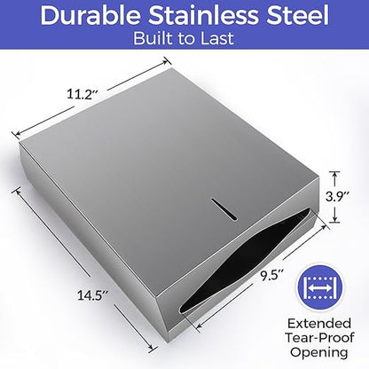 Paper Towel Dispenser Wall Mount, Brushed Stainless Steel Commercial Paper Towel Holder with Lock, Large Capacity 400 C Fold/525 Multifold Towels
